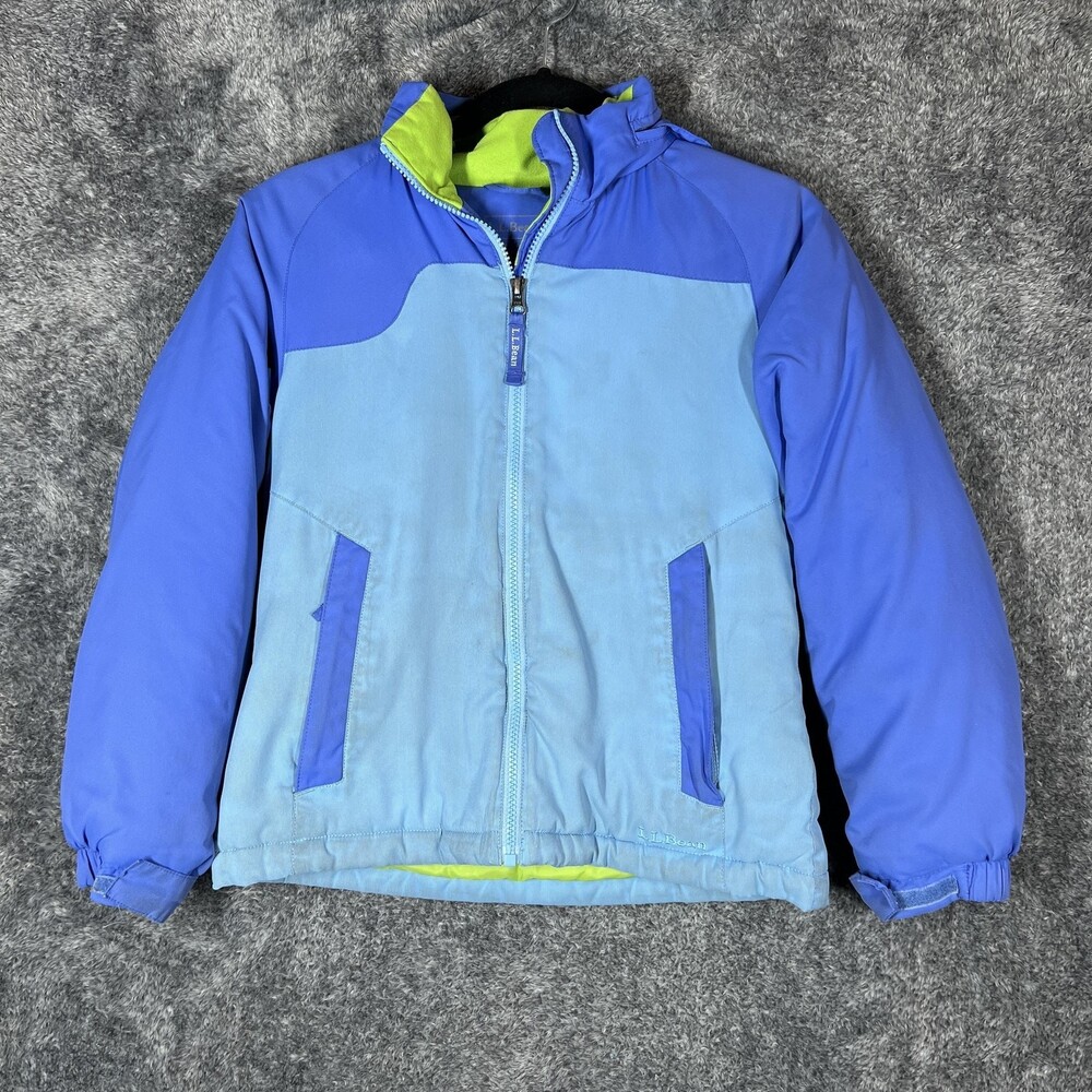 LL Bean Jacket Youth Small 8 Blue Thinsulate Winter Coat Boys Girls Hooded Parka